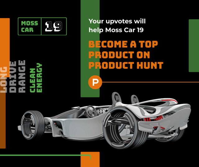 Top-notch Product Hunt Launch Ad Sports Car Facebook Modelo de Design