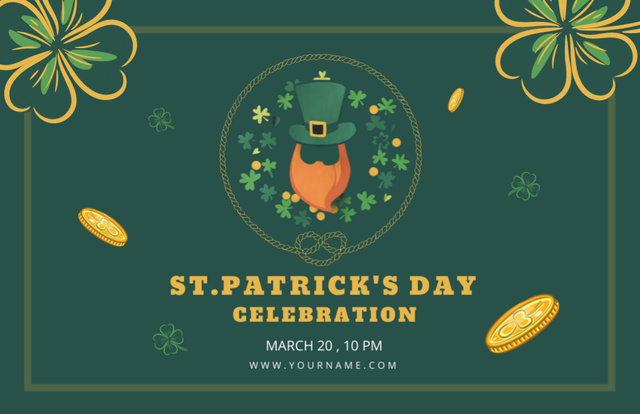 St. Patrick's Day Party Announcement Thank You Card 5.5x8.5in Design Template