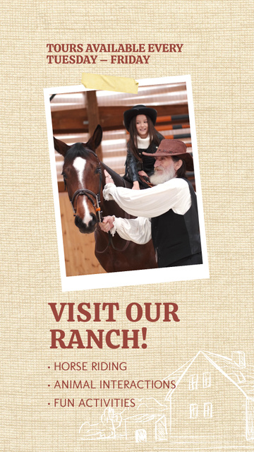 Ontwerpsjabloon van Instagram Video Story van Exciting Ranch Tours With Horse Riding Promotion
