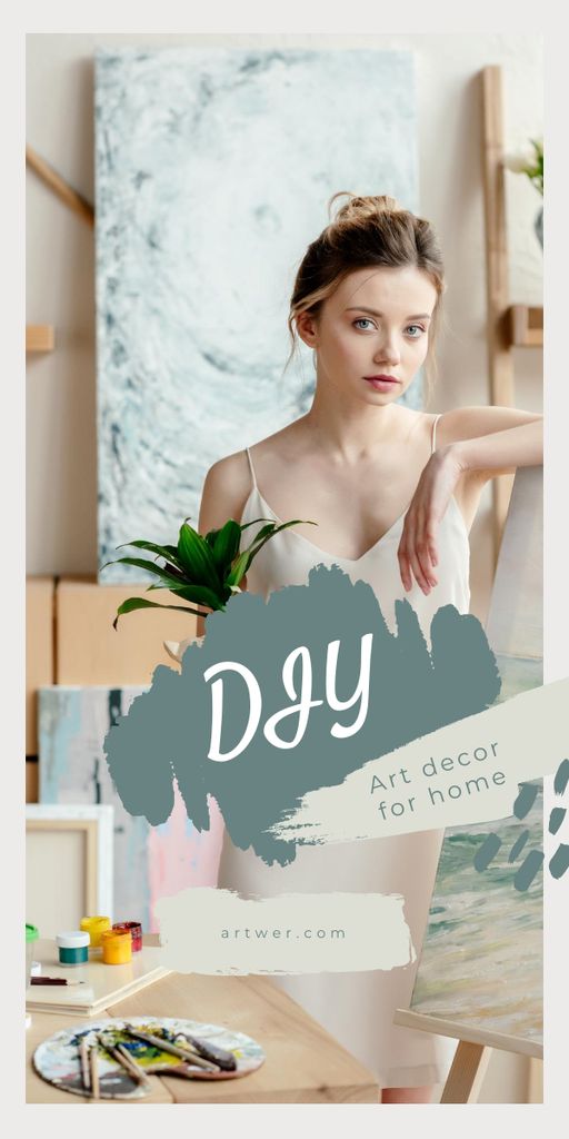 Art Decor for Home with Girl Artist Graphic Design Template