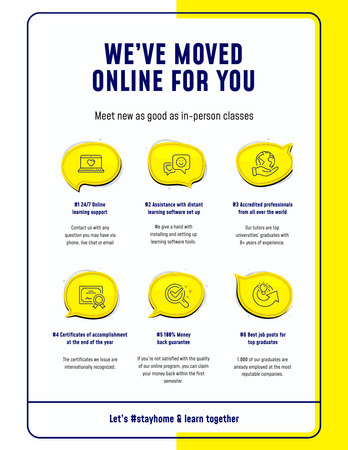 Platilla de diseño Online Education Courses Benefits in Yellow Poster 8.5x11in
