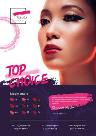 Modèle de visuel Annonce de rouge à lèvres avec femme aux lèvres rouges - Poster