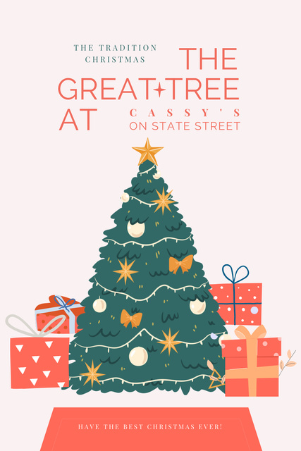 Plantilla de diseño de Christmas Traditional Decorated Tree in Town Pinterest 