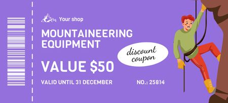 Professional Mountaineering Equipment Voucher Offer Coupon 3.75x8.25in Design Template