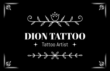 Designvorlage Tattoo-Künstler-Service-Angebot mit Blumenschmuck für Business Card 85x55mm
