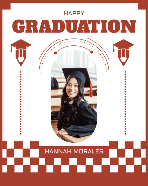 Congratulations on Graduation with Girl in Academic Cap Instagram Post Vertical – шаблон для дизайна