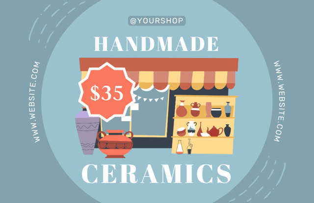Designvorlage Handmade Ceramics Market für Thank You Card 5.5x8.5in