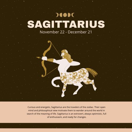 Sagittarius Zodiac Sign in Beige and Brown Instagram Tasarım Şablonu