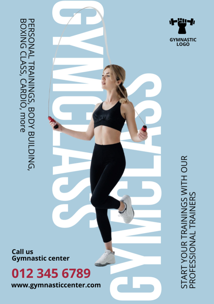 Sporty Young Woman Jumping Skipping Rope Flyer A5 – шаблон для дизайна