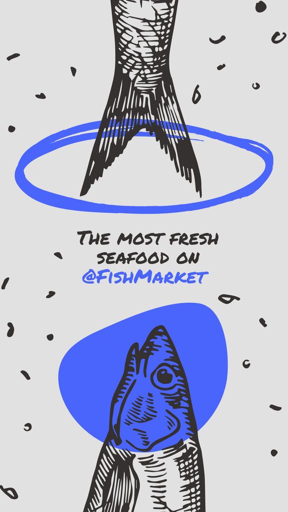 Designvorlage The Most Fresh Seafood On FishMarket für Instagram Story