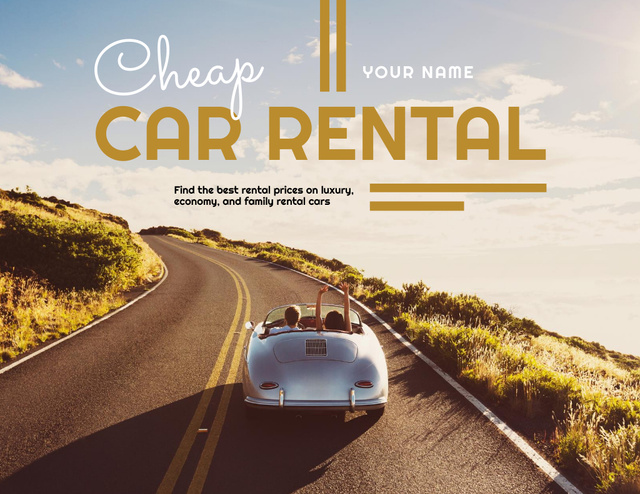 Car Rent Offer with Beautiful Road Flyer 8.5x11in Horizontal Design Template