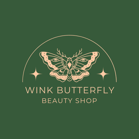 Beauty Shop Emblem with Butterfly Logo Design Template