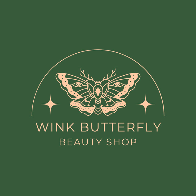 Beauty Shop Emblem with Butterfly Logo Tasarım Şablonu