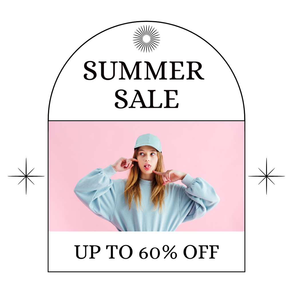 Summer Fashion Sale with Cute Girl Instagram Πρότυπο σχεδίασης