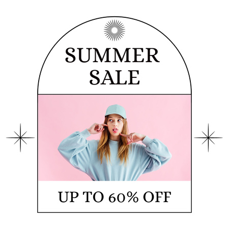 Designvorlage Summer Fashion Sale with Cute Girl für Instagram