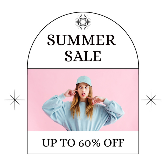 Summer Fashion Sale with Cute Girl Instagram Design Template