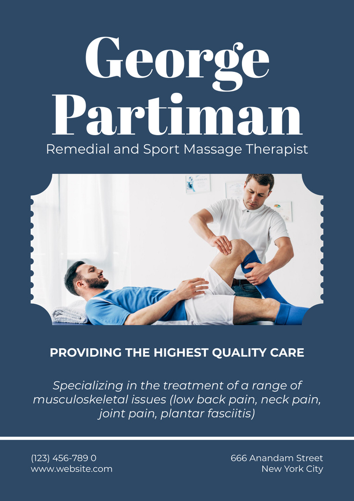 Sport Remedial Massage Therapy Poster tervezősablon