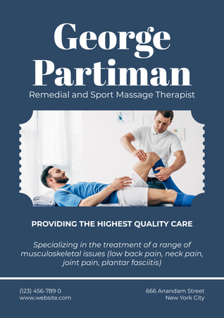 Sport Remedial Massage Therapy Poster Design Template