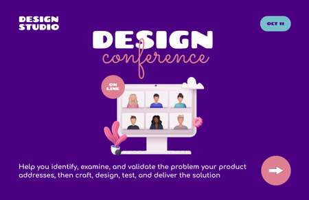 People on Online Design Conference Flyer 5.5x8.5in Horizontal Design Template