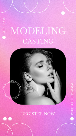 Model casting reklama na růžovém přechodu Instagram Story Šablona návrhu