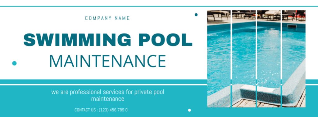 Blue and White Pool Maintenance Offers Facebook cover tervezősablon