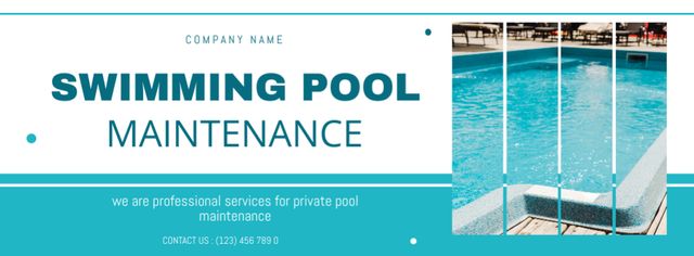Blue and White Pool Maintenance Offers Facebook cover Design Template