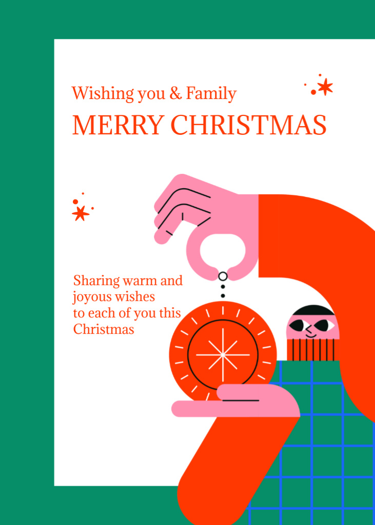 Template di design Cheerful Christmas Congrats with Good Wishes and Decoration Postcard 5x7in Vertical