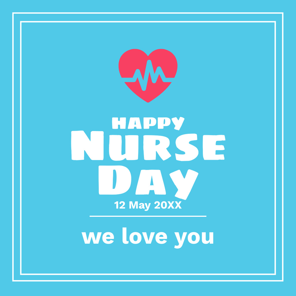 Ontwerpsjabloon van Instagram van Nurse Day Greeting Blue Minimal