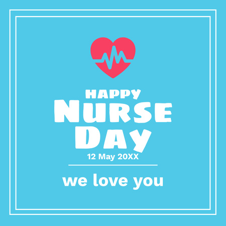 Template di design Saluto del giorno dell'infermiera Minimo blu Instagram