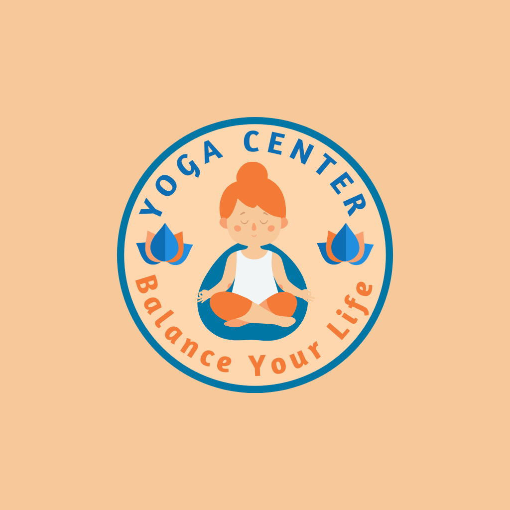 Yoga Center Ads with Meditating Woman Logo – шаблон для дизайна
