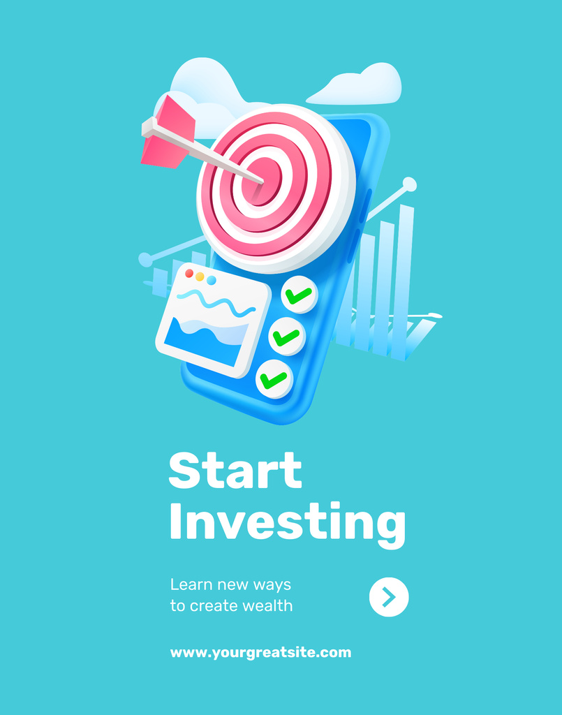 Finance Target Investing with Illustration Poster 22x28in Šablona návrhu