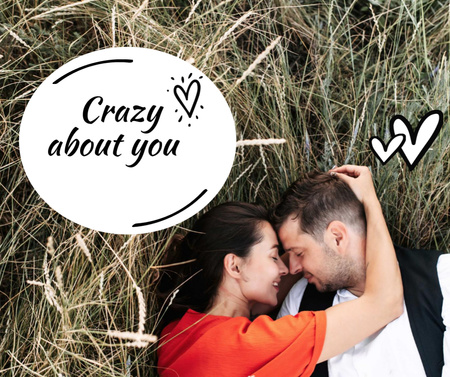 Platilla de diseño Romantic Couple in field on Valentine's Day Facebook
