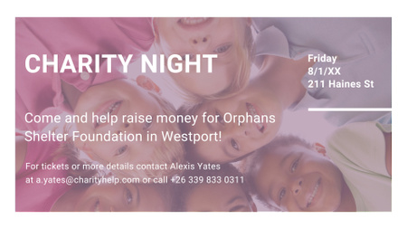 Happy kids in circle on Charity Night FB event cover Design Template