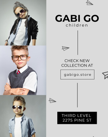 Children clothing store with stylish kids Poster 22x28in Design Template