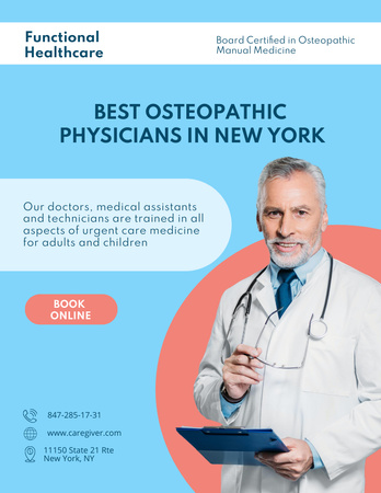 Osteopathic Physician Services Offer Poster 8.5x11in Tasarım Şablonu