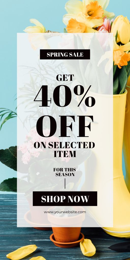 Spring Sale Offers on Selected Items Graphic Design Template