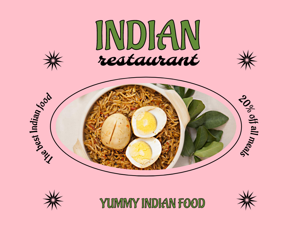 Modèle de visuel Indian Restaurant Ad with Delicious Traditional Dish - Flyer 8.5x11in Horizontal