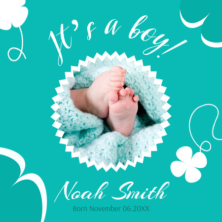 Newly Born Birthday Congrats With Floral Pattern Animated Post Design Template