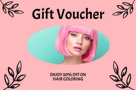 Discount for Hair Coloring in Beauty Studio Gift Certificate tervezősablon