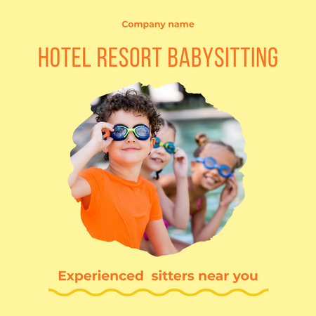 Hotel Babysitting Offer with Cute Little Kids Instagram Design Template