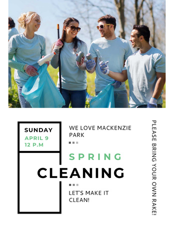 Ecological Event Volunteers Collecting Garbage Flyer 8.5x11in Design Template