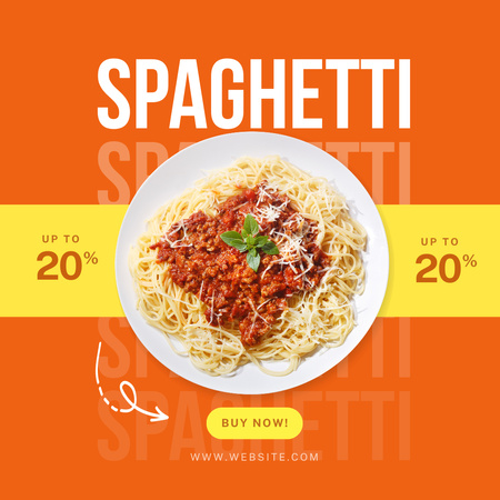Spaghetti Discount Offer with Sauce Instagram Tasarım Şablonu