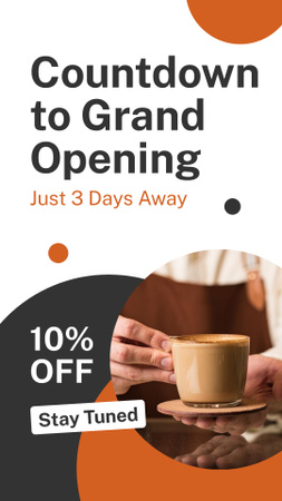 Plantilla de diseño de Cuenta atrás para la gran inauguración del café con descuento en café Instagram Story 