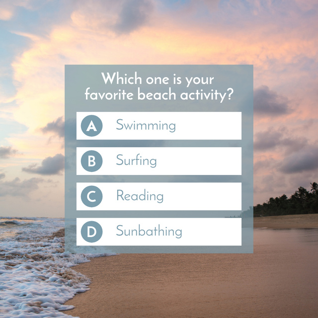 Designvorlage Questionnaire about Beach Activity für Instagram