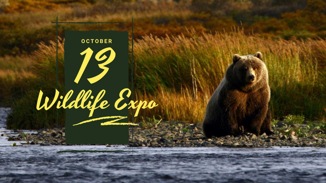 Grizzly Bear in Natural Habitat FB event cover Design Template