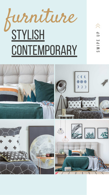 Furniture Ad Cozy bedroom interior Instagram Storyデザインテンプレート