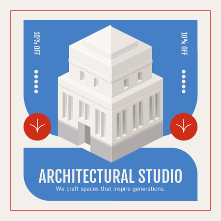 Modèle de visuel Annonce de studio d'architecture avec modèle de bâtiment - Animated Post