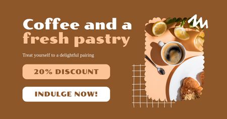 Καλοφτιαγμένος καφές και ζαχαροπλαστική σε μειωμένες τιμές Facebook AD Πρότυπο σχεδίασης