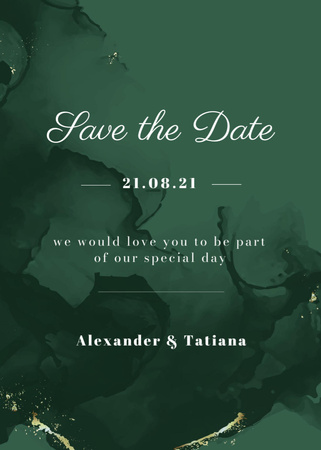 Ontwerpsjabloon van Postcard 5x7in Vertical van Wedding Day Celebration Announcement on Bright Green Texture