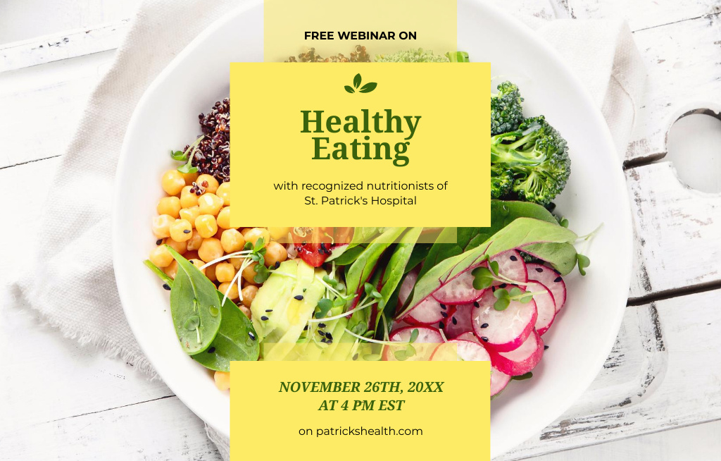 Healthy Diet Webinar With Vegetables Invitation 4.6x7.2in Horizontal Design Template